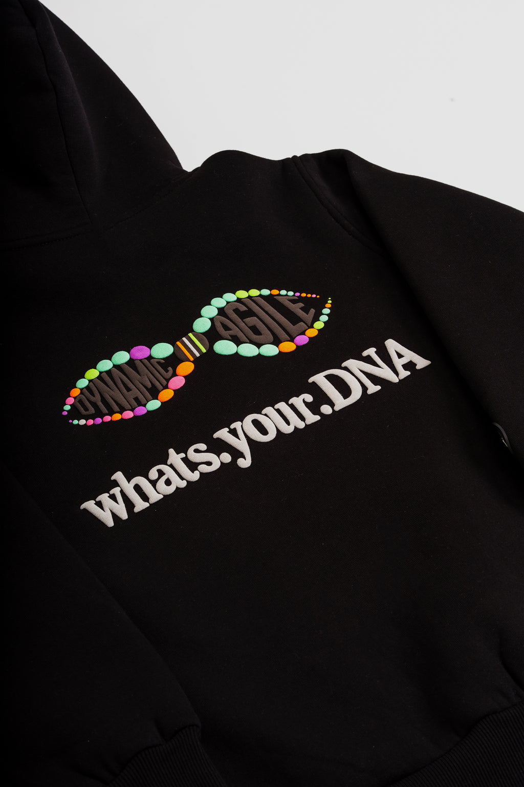 Kids Cotton Hoodie for Boys and Girls | What's Your DNA | Dynamic n Agile | Jet Black